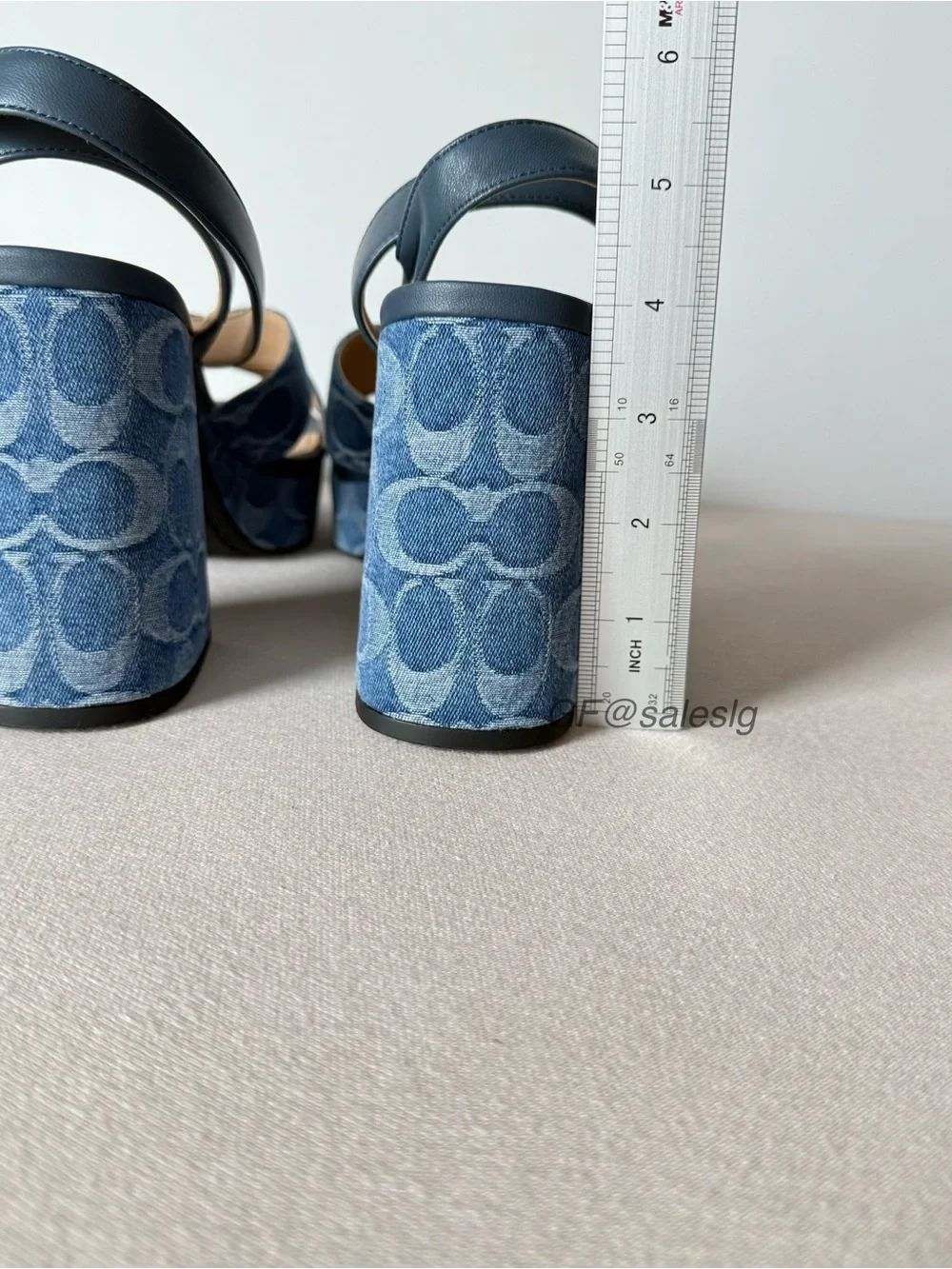 Coming soon Coach Chunky Block Heel Sandals Signature Denim Blue CDF88 Size 8B